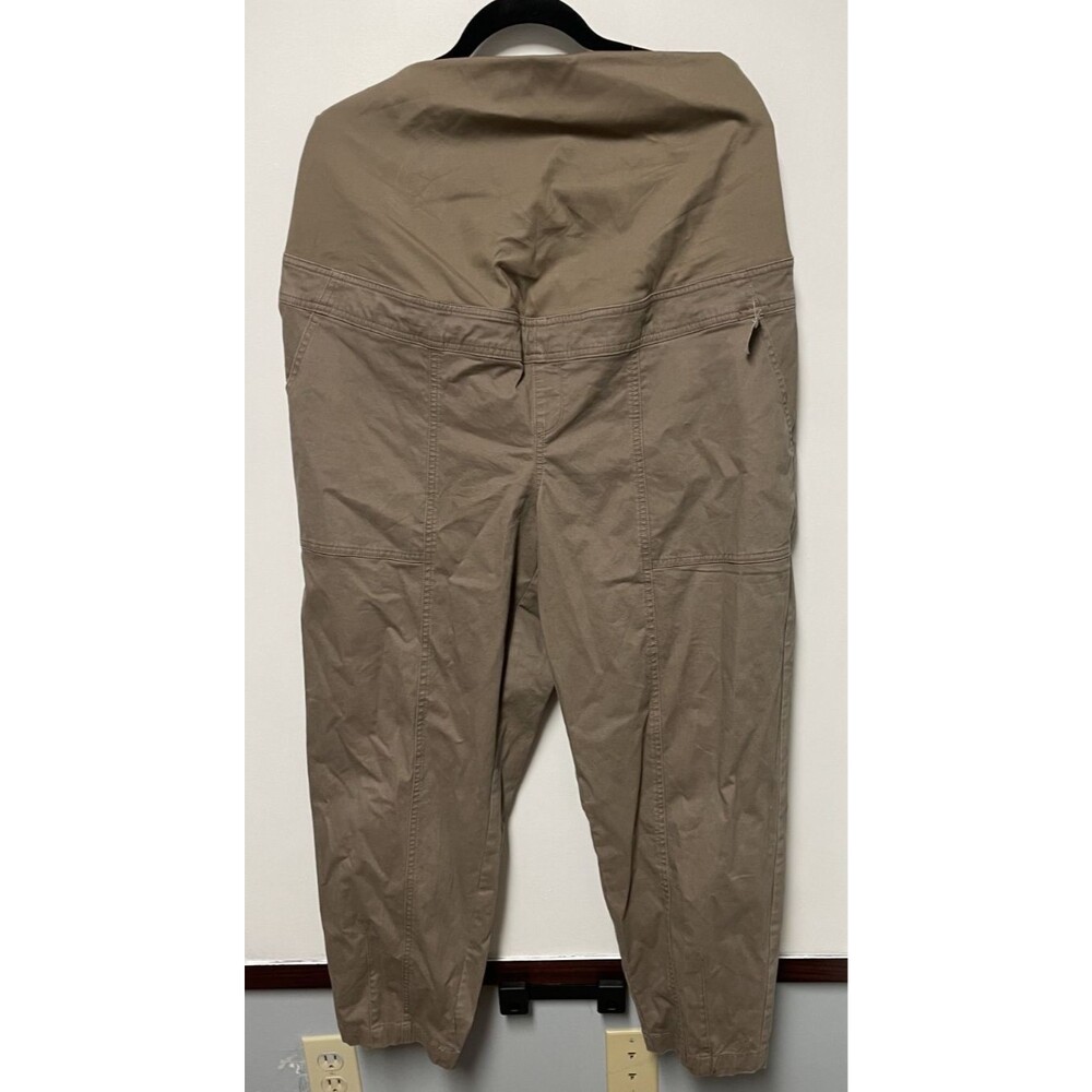 Isabel Maternity Over The Belly Chino Khaki Pants Women’s XXL Tan Pull On Comfy